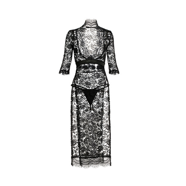 Sexy lace lingerie dress with provocative side slit, bodycon fit, perfect sleepwear set.