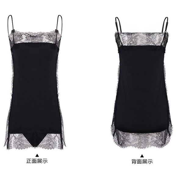 Sexy lace mesh chemise sleep dress with thong – flirty romantic lingerie set for women