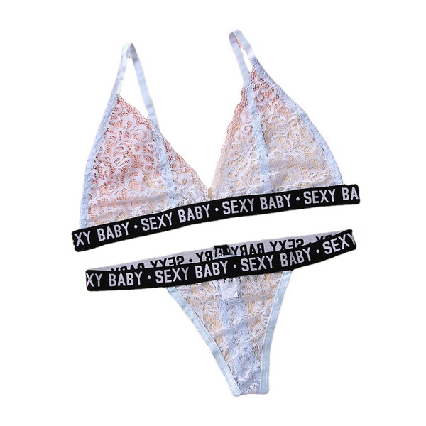 Sexy lace thong bra set - sheer tempting lingerie outfit for women, bedroom romance collection