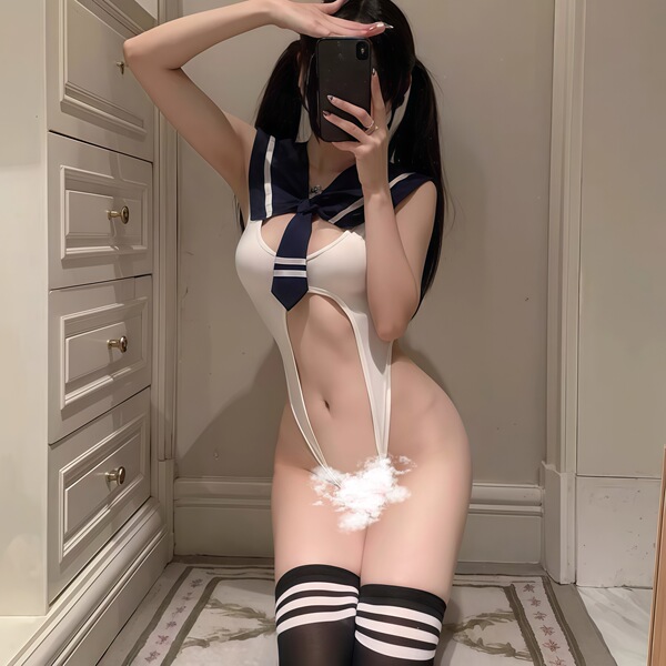 Sexy lingerie set - elegant pure-desire jk style sleepwear with open-crotch skirt, premium nightwear for women