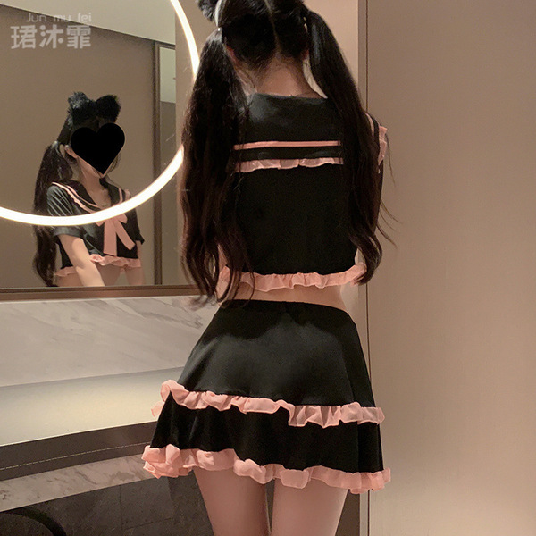 Sexy lingerie set - pure temptation sailor uniform skirt, jk style pleated mini dress & student outfit