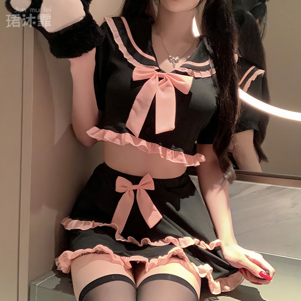 Sexy lingerie set - pure temptation sailor uniform skirt, featuring a cute jk style pleated mini dress with ruffles and bows,...