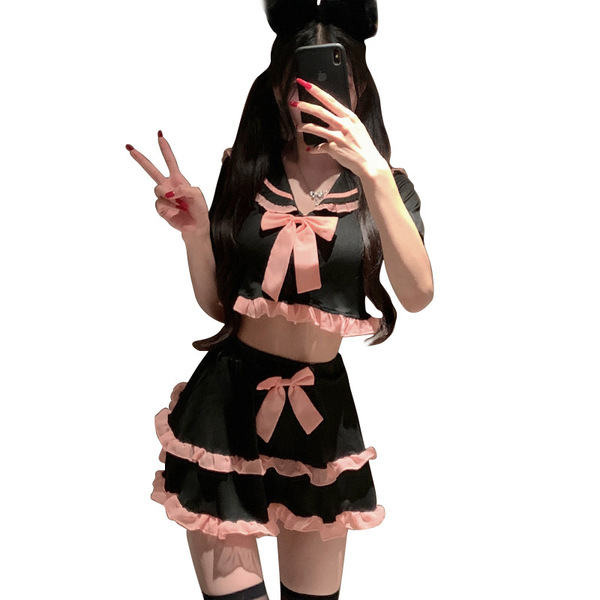Sexy lingerie set - pure temptation sailor uniform skirt, featuring a cute jk style pleated mini dress with bows, perfect for...