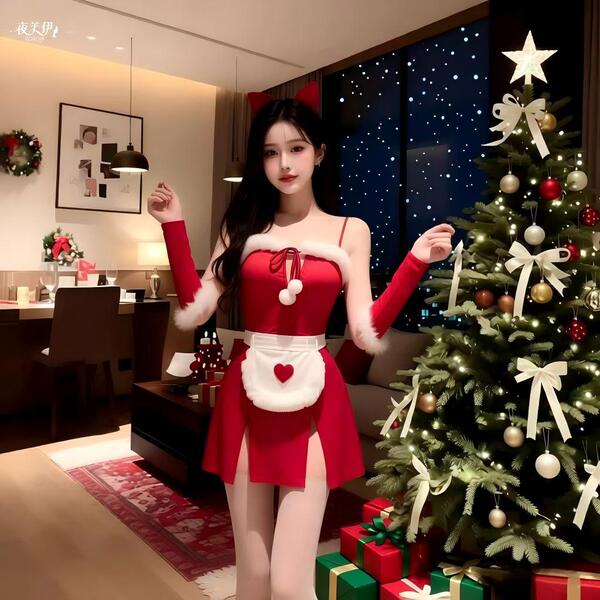 Sexy maid costume christmas outfit - bunny girl cosplay dress, kawaii japanese princess lingerie dress for new year party, fe...