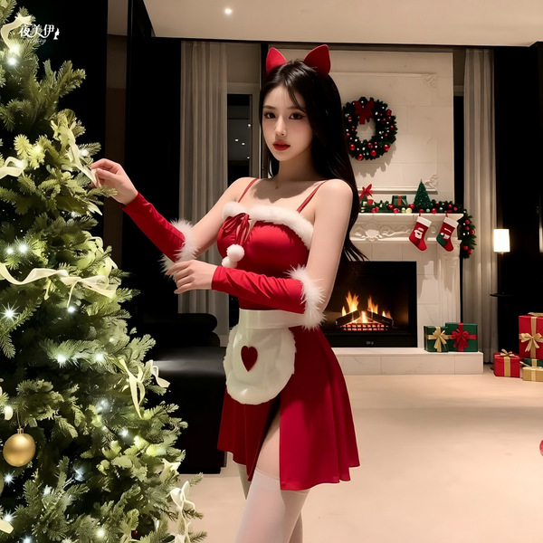 Sexy maid costume christmas outfit - bunny girl cosplay dress, kawaii japanese princess lingerie dress for new year party, fe...