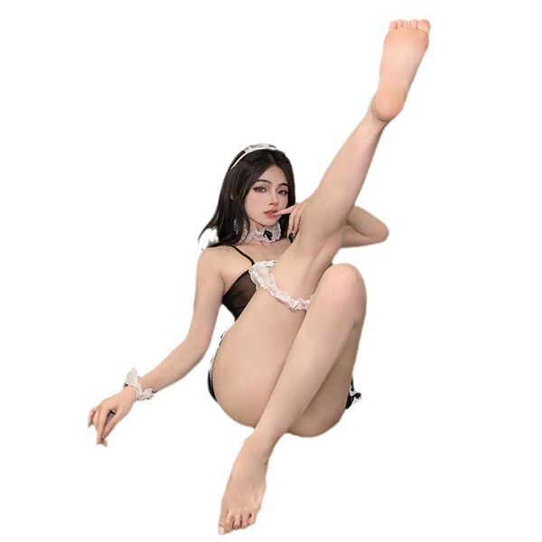 Sexy maid costume set featuring seductive lingerie sleepwear and provocative school uniform outfit for women.
