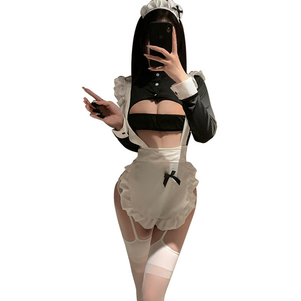 Sexy maid costume for women featuring cute anime-inspired design, perfect no-undress bedroom outfit with playful style.