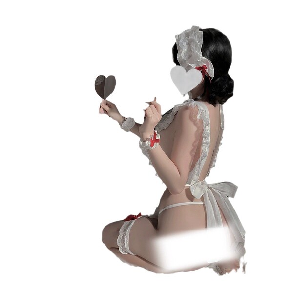 Sexy maid costume set featuring lacy french outfit with ruffled apron and pure erotic cosplay design, perfect for themed even...