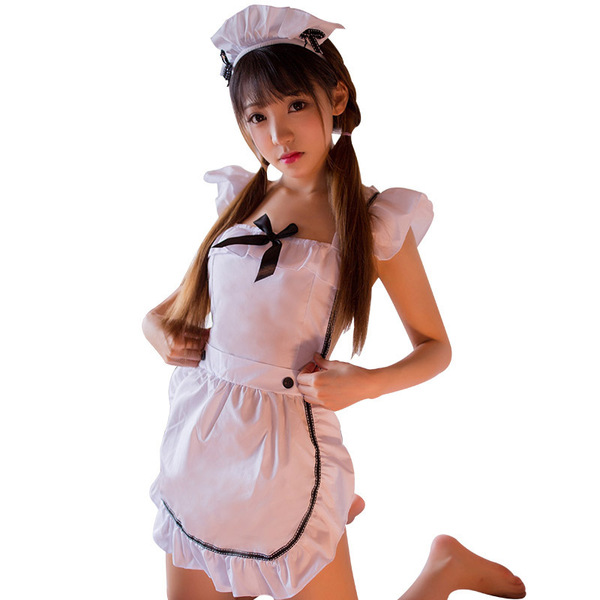 Sexy maid costume for women featuring an open-crotch design, seductive sleep dress, and roleplay uniform outfit with ruffled ...