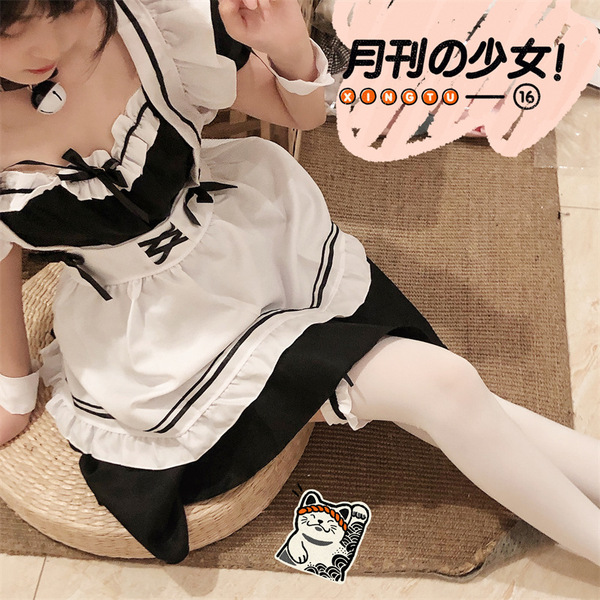 Sexy maid costume set for women - seductive lingerie outfit with apron & headband, plus size erotic sleepwear