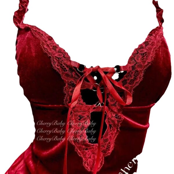 Sexy mesh bodysuit with rhinestone embellishments - plus size lace-up hollow out lingerie set for women