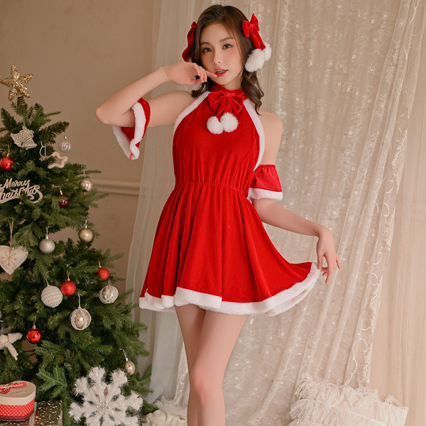 Sexy plus size christmas lingerie dress - naughty holiday role play costume & seductive matching set featuring festive red an...