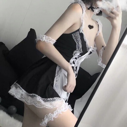 Sexy plus size maid costume set - seductive lingerie sleepwear outfit, no-remove temptation ensemble for women