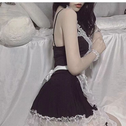 Sexy plus size maid costume set - seductive lingerie sleepwear outfit, no-remove temptation ensemble for women