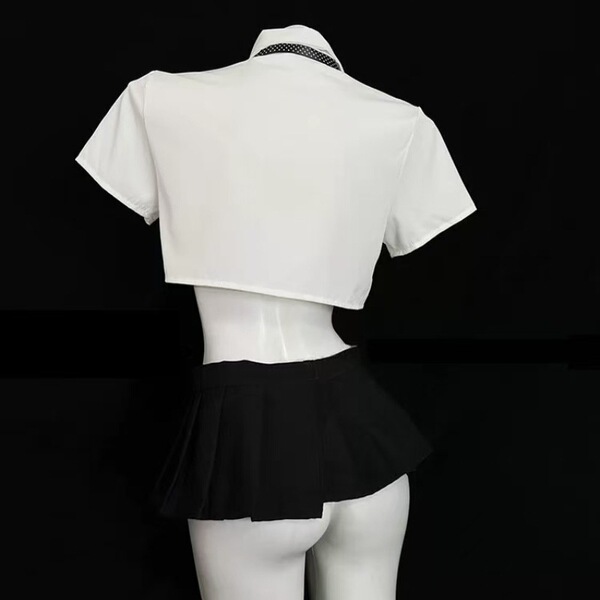 Sexy pure-yu style lingerie set featuring a short skirt and crop top, perfect for womens jk uniform outfits.