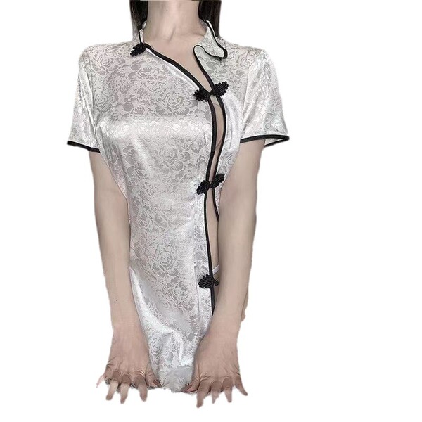 Sexy qipao lingerie set - seductive silk sleepwear with traditional knots for women