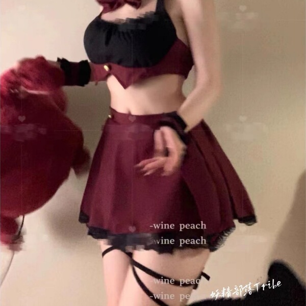 Sexy schoolgirl jk sleepwear set - cute pure-temptation short skirt lingerie for small bust enhancement