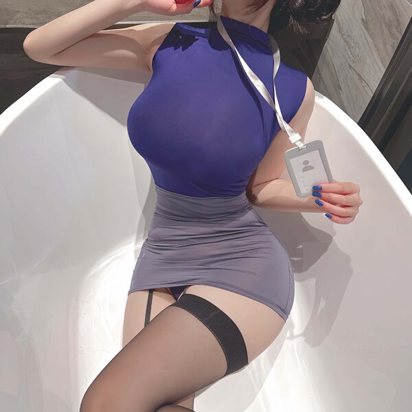 Sexy secretary costume outfit - plus size ol office role play dress, pure temptation tight fit mommy style skirt