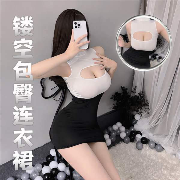 Sexy secretary costume set - short skirt lingerie outfit for women, featuring a daring lace-up design with plunging neckline ...