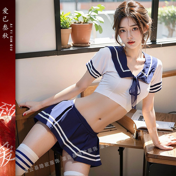 Sexy student uniform lingerie set - japanese jk style sailor outfit, plus size role play costume