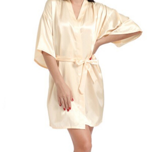 Sexy summer robe for women - lightweight, sheer satin kimono with lace trimmed sleeves and belted design, perfect for sleepwe...