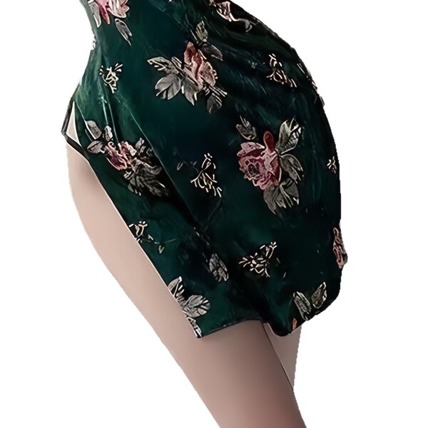 Sexy vintage qipao nightgown for women – high-waisted slit bodycon chinese style beaded lingerie sleep dress featuring floral...