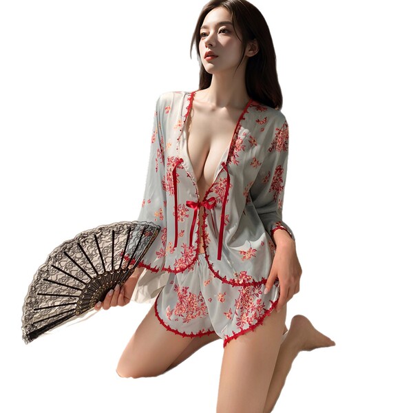 Sexy womens ice silk pajama set - summer lightweight pure & alluring satin-look lounge wear for plus size, featuring elegant ...