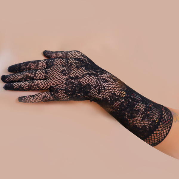 YueDie Seductive Lingerie Set - OL Style Pure & Tempting Bodycon Dress with Lace Stockings - ST01 Alluring Black ◆ Sexy Assassin 【Lace Gloves】