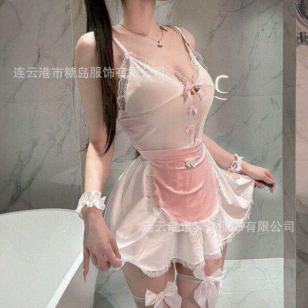 Sugar island seductive lingerie set - pure & tempting maid costume sleepwear for romantic play
