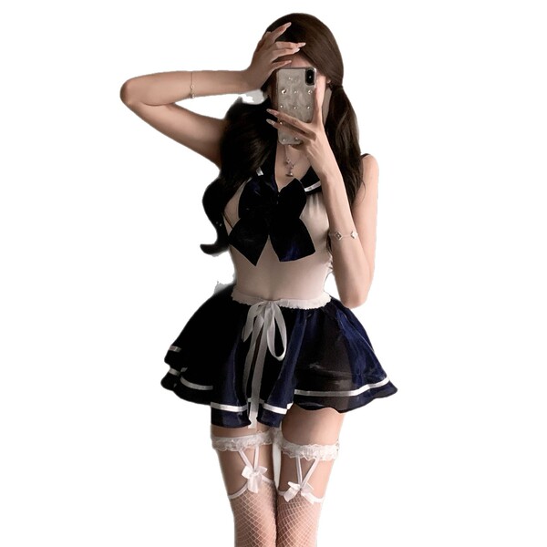 Sexy sweet aesthetic jk uniform set featuring a pleated skirt and schoolgirl-style lingerie, perfect for bold fashion stateme...