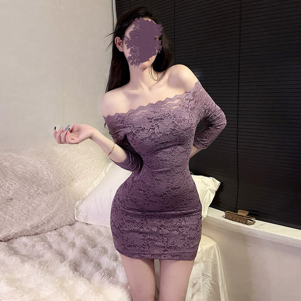 Tiktok trendy lace one-shoulder dress - sexy bodycon mini skirt for women, pure allure style