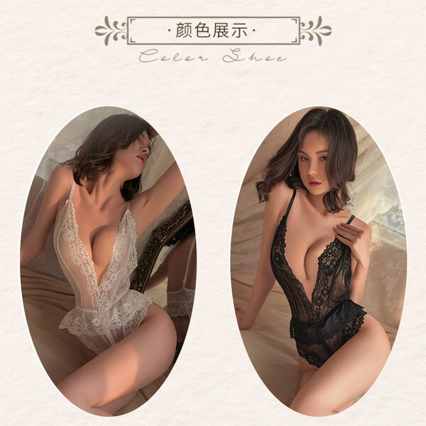 Colorful lace design, elegant open-crotch style, perfect for sleepwear or roleplay costumes.