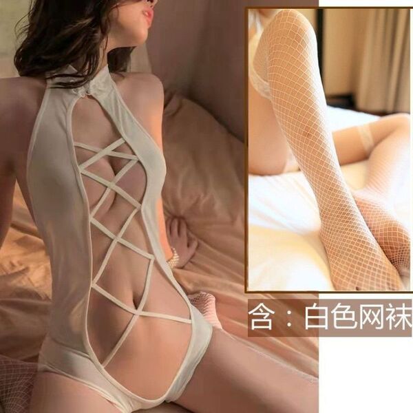 Ultra-small sailor-style bikini swimwear with lace & open-crotch design – pure temptation swim set