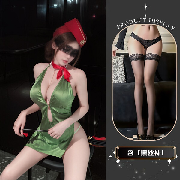 QQNY Pure Allure Women's Lingerie Set – Elegant Sensual Sleepwear & Intimate Apparel for Women - Uniform + Black Stockings