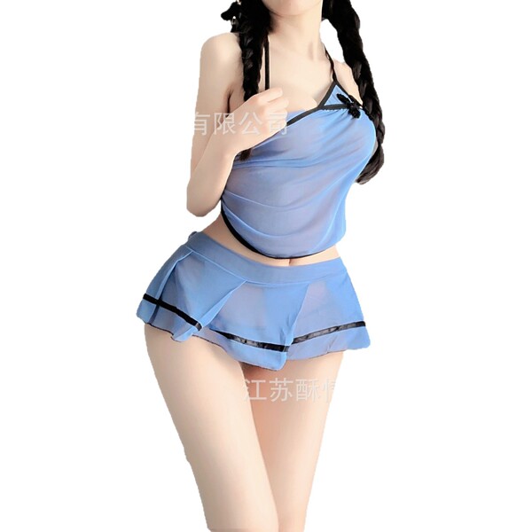 Vintage chinese-inspired sheer silk blend cheongsam-style nightwear featuring side-slit skirt and embroidered details.