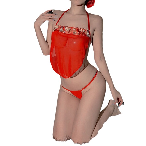 Vintage chinese-style lingerie set - plus size silk qipao role play outfit for sensual & elegant wear
