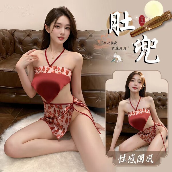 Vintage floral print sexy halter top bodysuit, retro allure lingerie for women, perfect for evening wear with elegant design.