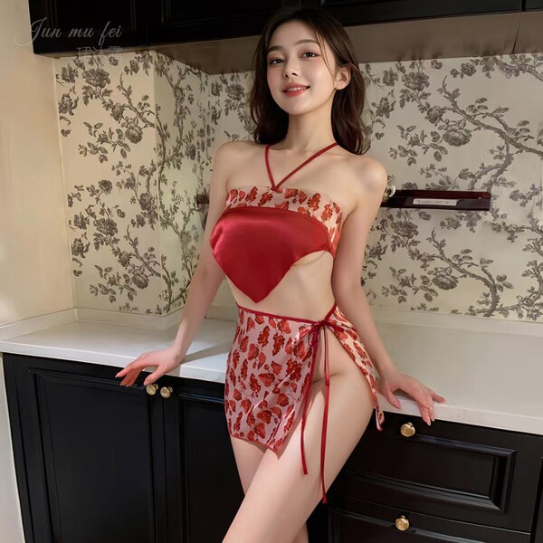 Vintage floral print sexy halter top bodysuit - retro allure lingerie for women, featuring elegant design and soft fabric.