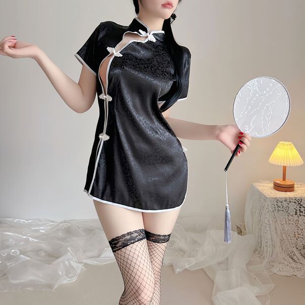 Vintage-inspired plus size erotic qipao dress featuring seductive chinese silk style with embroidered floral motifs, perfect ...