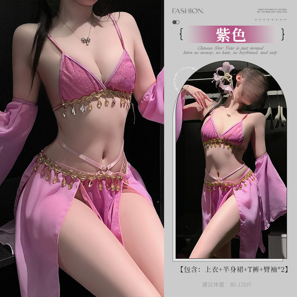 Exotic Hanfu Lingerie Set - Sensual Palace-Style Princess Nightgown with Oriental Elegance, 2025 New Design - Violet