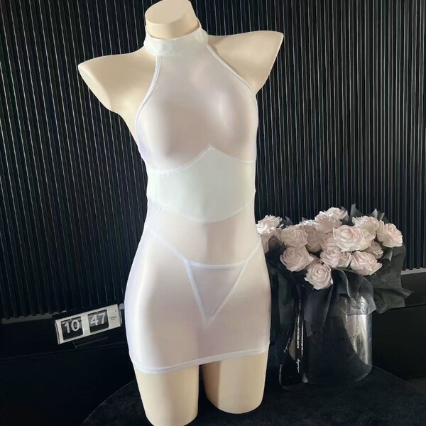 Sexy Midnight Lingerie Set for Curvy Women - No-Remove Seductive Outfit, Plus Size Up to 200 lbs - White