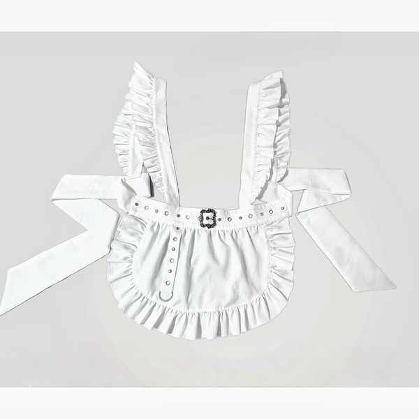 Japanese Style Lolita Dress - Sweet & Edgy Black White Maid Cosplay Costume, Aesthetic Subculture Outfit - White apron