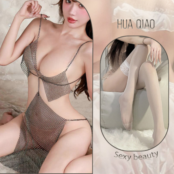Sexy Role Play Bunny Girl Costume Set - Erotic Chinese-Style Doudou Lingerie Outfit for Couples - Image color + white stockings