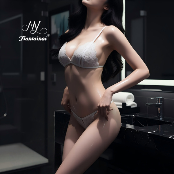 Sexy Lace Transparent Bikini Set for Women – Premium Seductive Lingerie Ensemble with Sheer Mesh & Elegant Trim - White + white fishnet stockings