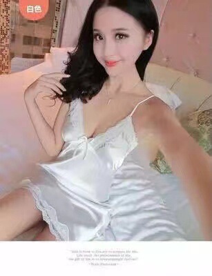 Sexy Lace Trim Cami Sleep Dress for Women – Adjustable Strap Nightgown Set with Matching Briefs, Soft Lightweight Lounge - White + white stockings