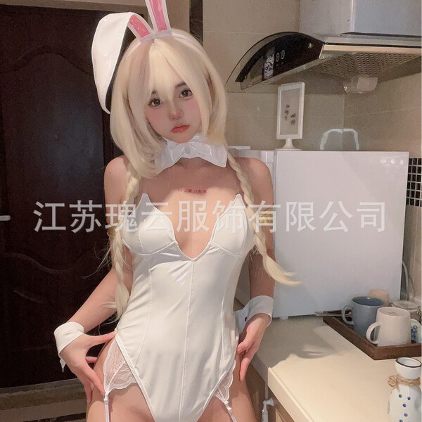 Sexy bunny-themed pu leather bodysuit with cut-outs and tight fit, perfect for adult role play outfits