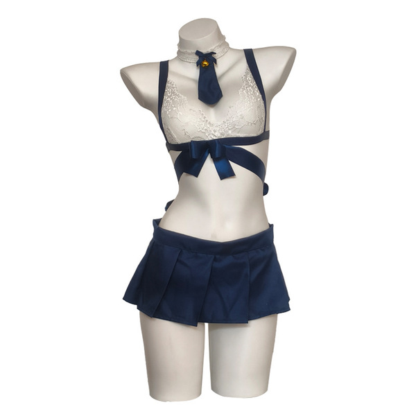 Womens premium jk style sexy lingerie set - schoolgirl skirt & suspender dress, no-undress design