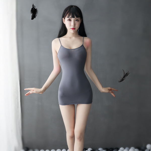 Womens sexy backless lingerie set - seductive bodycon passion dress with matching underwear, showcased on a model against a m...