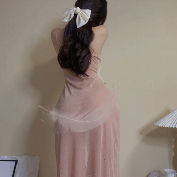 Womens sexy lace sheer nightgown set - transparent mesh sleep dress with adjustable straps, elegant design for comfortable sl...