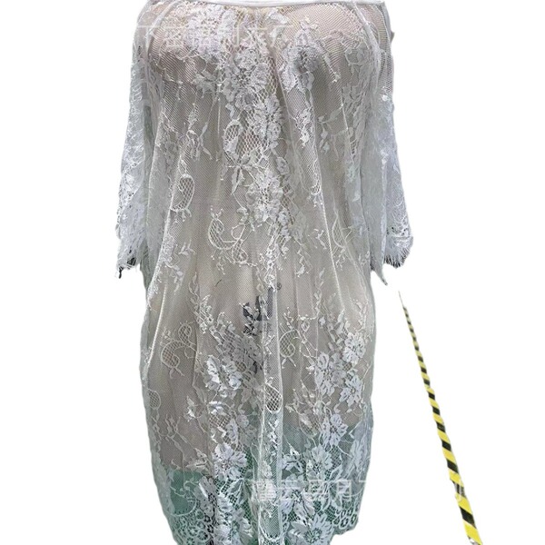 Womens sexy lace sheer nightgown - elegant transparent mesh sleep dress for adults
